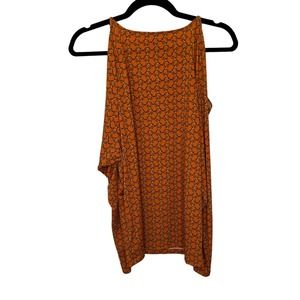 New With Tags Michael Kors Womens Orange Gold Chain Cold Shoulder Stretch Shirt